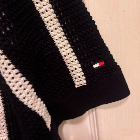 Tommy Hilfiger Men's Short-Sleeve Stripe Open-Knit Overshirt - Size Medium - New - Picture 11 of 11